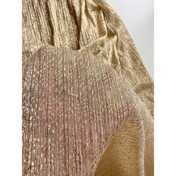 DRESS THE POPULATION Savannah Gold Lame One Shoulder Bow Gown Maxi Dress, Size S - Picture 10 of 13